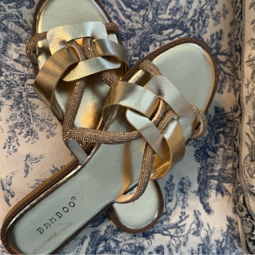 BAMBOO Metallic Gold Women's Sandals